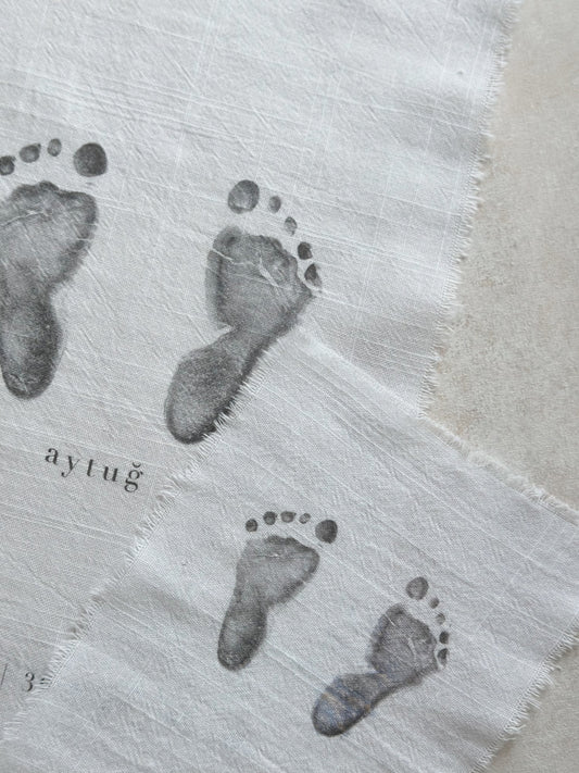 Baby Announcement Printed On Soft Linen